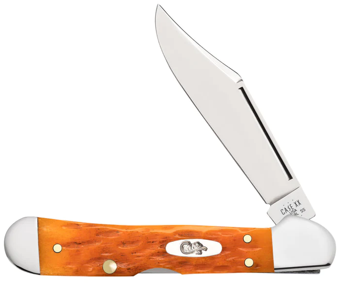 Peach Seed Jig Persimmon Orange Bone Mini CopperLock® Pocket Knife - Utility and Pocket Knives